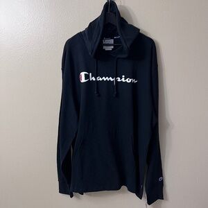 CHAMPION Men's Black Pullover Hoodie Jacket Sweatshirt Kangaroo Pocket Size 2XL